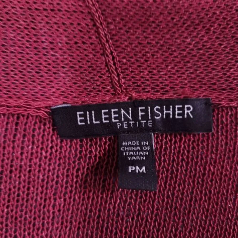 EILEEN FISHER Cardigan Womens PM Linen‎ Viscose Mesh Open Front Italian Yarn